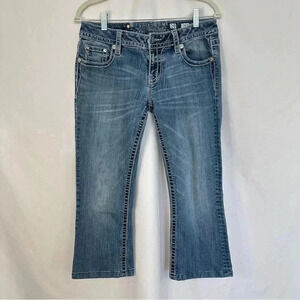 Miss Me Jeans Mid Rise Bootcut Embellished Back Pockets Cropped Womens Sz 29